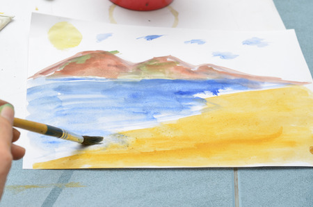 Ocean sea sun sand in water coloringの写真素材