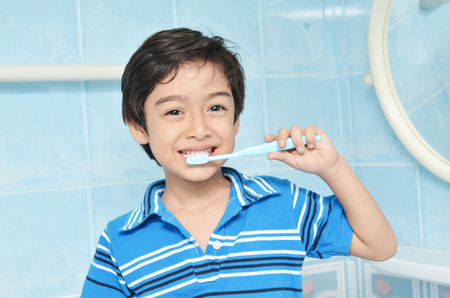 Little Boy Brushing Teethの写真素材