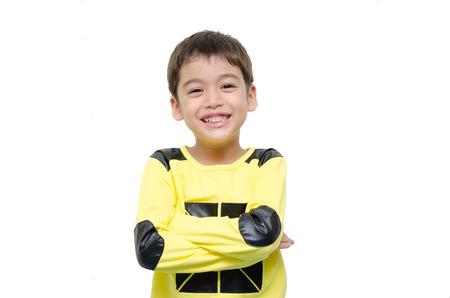 Little boy smiling portrait on white backgroundの写真素材
