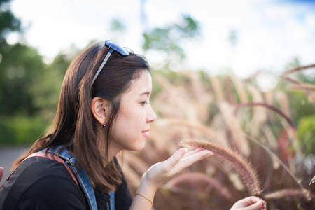 Cloes up face of beautiful womanの写真素材