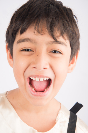 Little boy laugh close up faceの写真素材