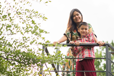 Single mother with son always togetherの写真素材