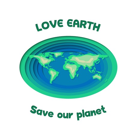 Love earth save our planet paper cut deep icon  designのイラスト素材