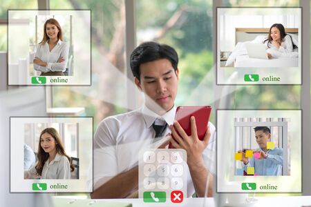 Business people working online vdo call conference meetingの写真素材