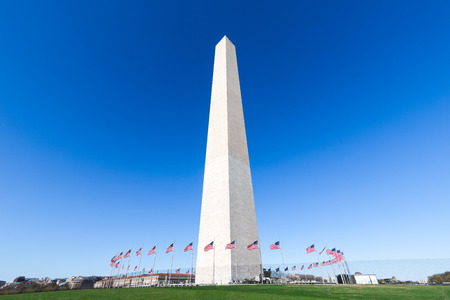 Washington Monument at National Mall with clear blue sky, Washington DC, USAのeditorial素材