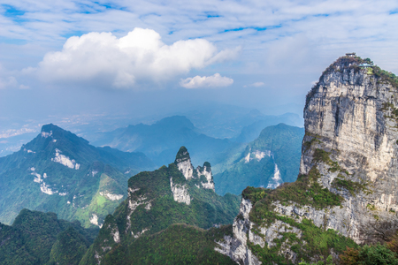 View point at the summit of Tianmen Mountain National Park, Zhangjiagie, Hunan, Chinaの写真素材