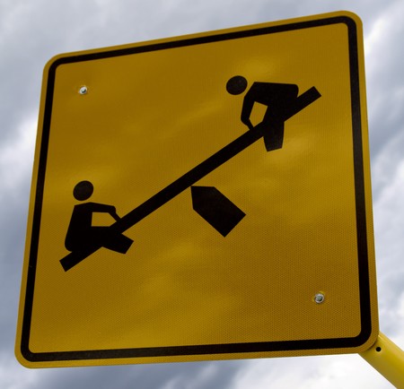 Sign indicating that a playground is nearの写真素材