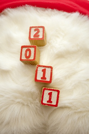 Calendar year 2011 on white fluffy backgroundの写真素材