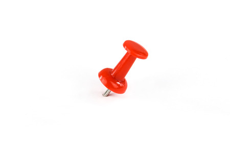Red push pin isolated on white backgroundの写真素材