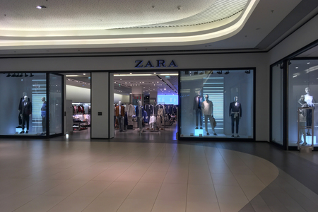 Rzeszow, Poland - May 28, 2017:  Exterior of Zara fashion store in Rzeszow.  Zara is a flagship store of Inditex - a famous Spanish multinational clothing company.のeditorial素材
