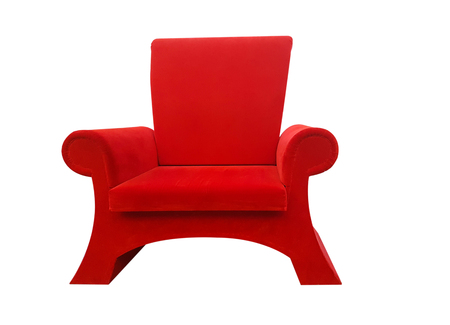 Red and big armchair of Santa Claus isolated on white background.の写真素材