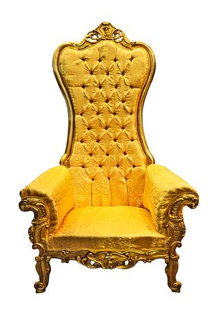 Baroque luxury golden armchair isolated on white background in close-upの写真素材