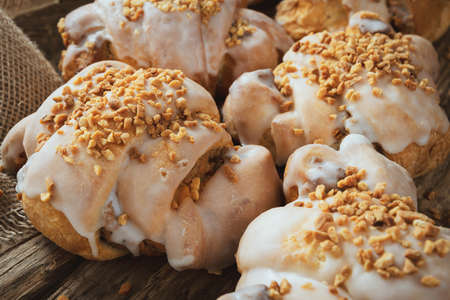 Tasty traditional polish croissants  - Croissant of Saint Martin (Rogal Swietomarcinski) with white...