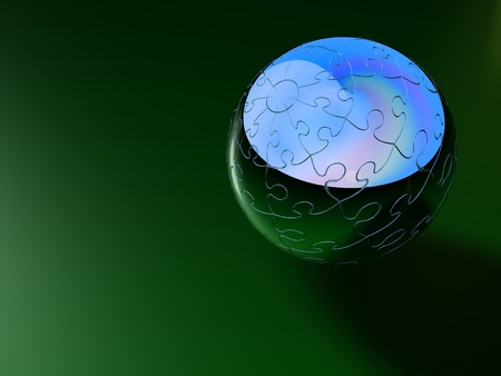3d artistic silver world puzzle ballの写真素材