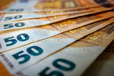 Euro banknotes money (EUR), currency of the European Union