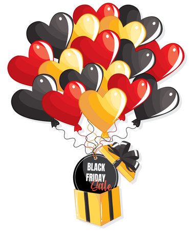 Black Friday Sale set of posters or flyers design with balloons. Vector illustration. Place for text.のイラスト素材
