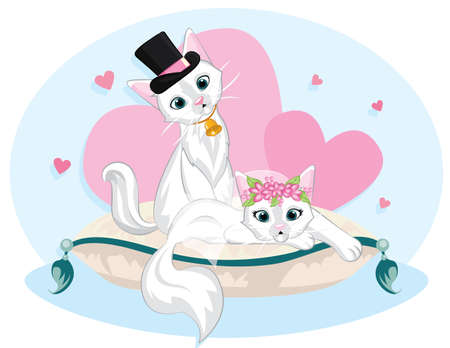 couple love of cat with heart for Valentine's day So sweet.のイラスト素材