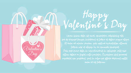 Gift box and shopping bag. illustration for valentine's day banner design.のイラスト素材