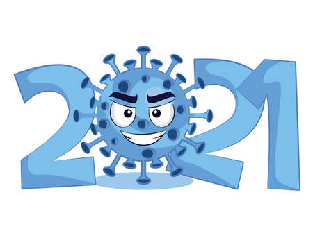 Remote New Year and Christmas 2021 Remote New Year and Christmas 2021. New normal life 2021 with corona virus.のイラスト素材