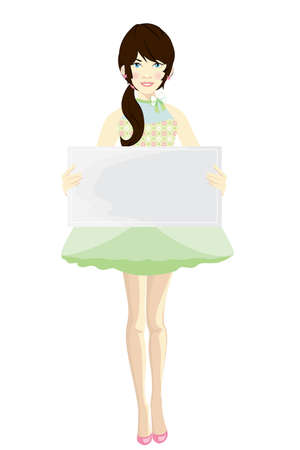 Women holding empty boardsのイラスト素材