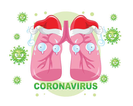 stay healthy at Christmas. Corona virus in lung.のイラスト素材