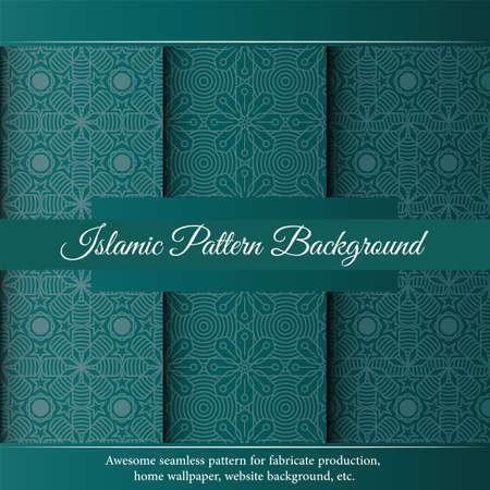 Islamic luxury green ornament border arabesque patternのイラスト素材