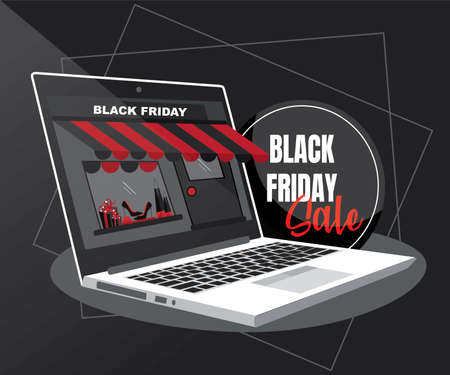 black friday sale. online shopping on websites concepts with dark background.のイラスト素材