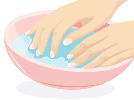 WASH YOUR HANDS over sink in bathroom vector illustration! Washing hands rubbing with soap for virus prevention to stop spreading diseases. Hygiene is important.のイラスト素材