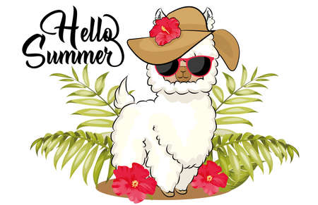 Little cool smells with sunglasses, text "hello summer". for t-shirts, phone case, mugs,wall art.のイラスト素材