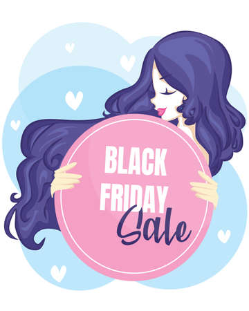 Woman poster with black friday sale. Black friday sale banner.のイラスト素材