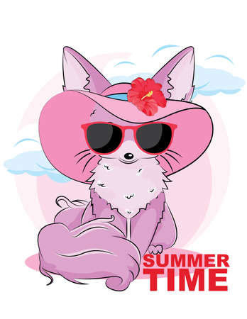 Cute baby fox, illustration vector by freehand doodle comic art, for textile prints or celebrated card background, kid nursery styleのイラスト素材