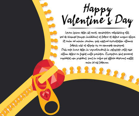 zipper vector valentine banner with diamond love. happy valentine's day banner.のイラスト素材