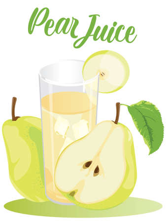 pear juice illustration on white backgroundのイラスト素材