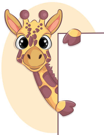 Cute cartoon trendy design little giraffeのイラスト素材
