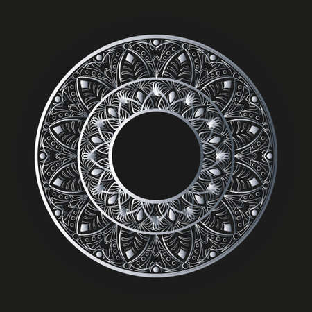 Luxury ornamental mandala design background in silver colorのイラスト素材