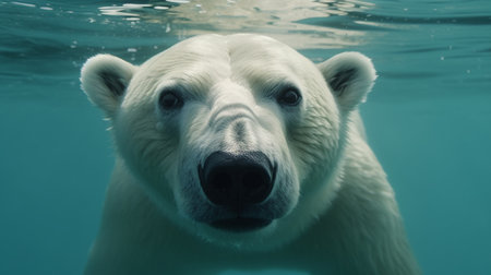 Polar bear swimming underwater. generative aiの素材