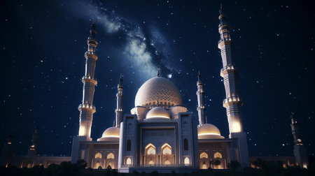 Amazing mosque image night sky with starsの素材
