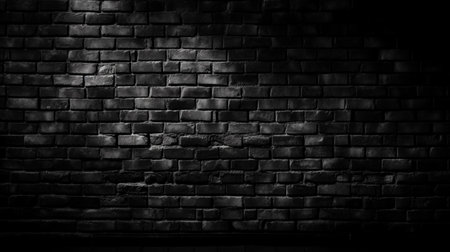 Abstract Black brick wall texture for pattern background. wide panorama pictureの素材