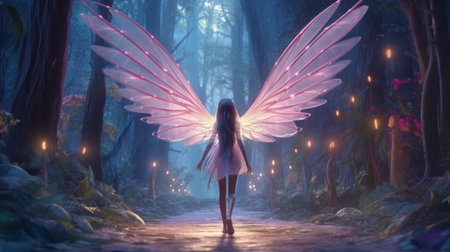 Back view Beautiful nature fairy. generative aiの素材
