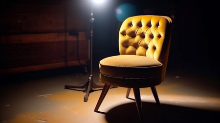 stage spotlight. Cute Chair With Spotlight. generative aiの素材