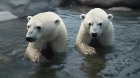 Polar bear (Ursus maritimus) in waterの素材