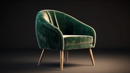 Green, emerald color armchair. Modern designer chair on white background. generative aiの素材