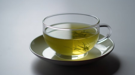 Cup of tea isolated on white. Cup with green teaの素材