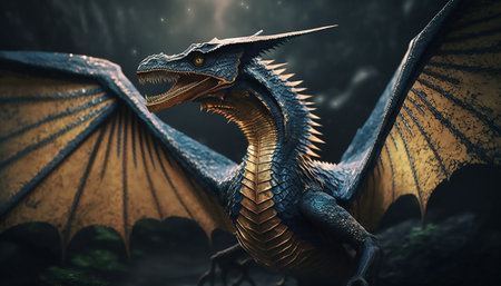 dragon on the ground 3D illustration.の素材