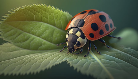 Ladybug on grass macro close upの素材