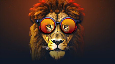 portrait of Lion with sunglassesの素材