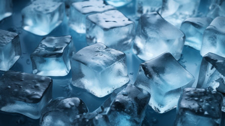 Ice cubes background. Crystal clear ice cubes as backgroundの素材