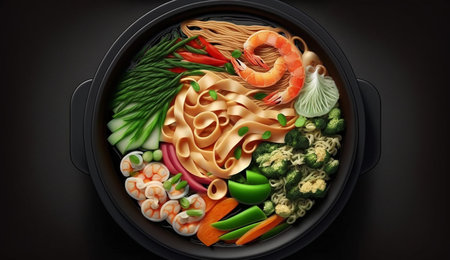 Spiralized zucchini noodles pasta with shrimpsの素材