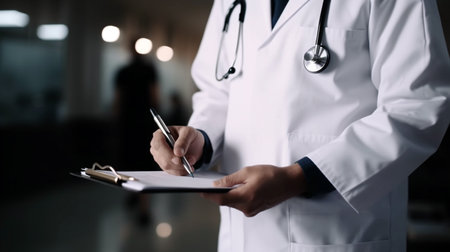 Medical doctor or physician consulting patient s health in clinic or hospital office. Generative AIの素材