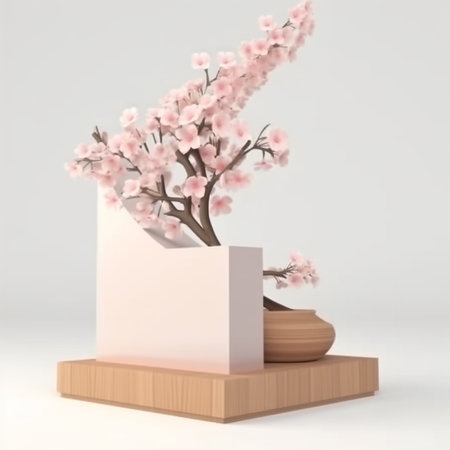 Cherry blossom branch with sakura flower. Sakura on white background. Cherry blossom flower bloomingの素材